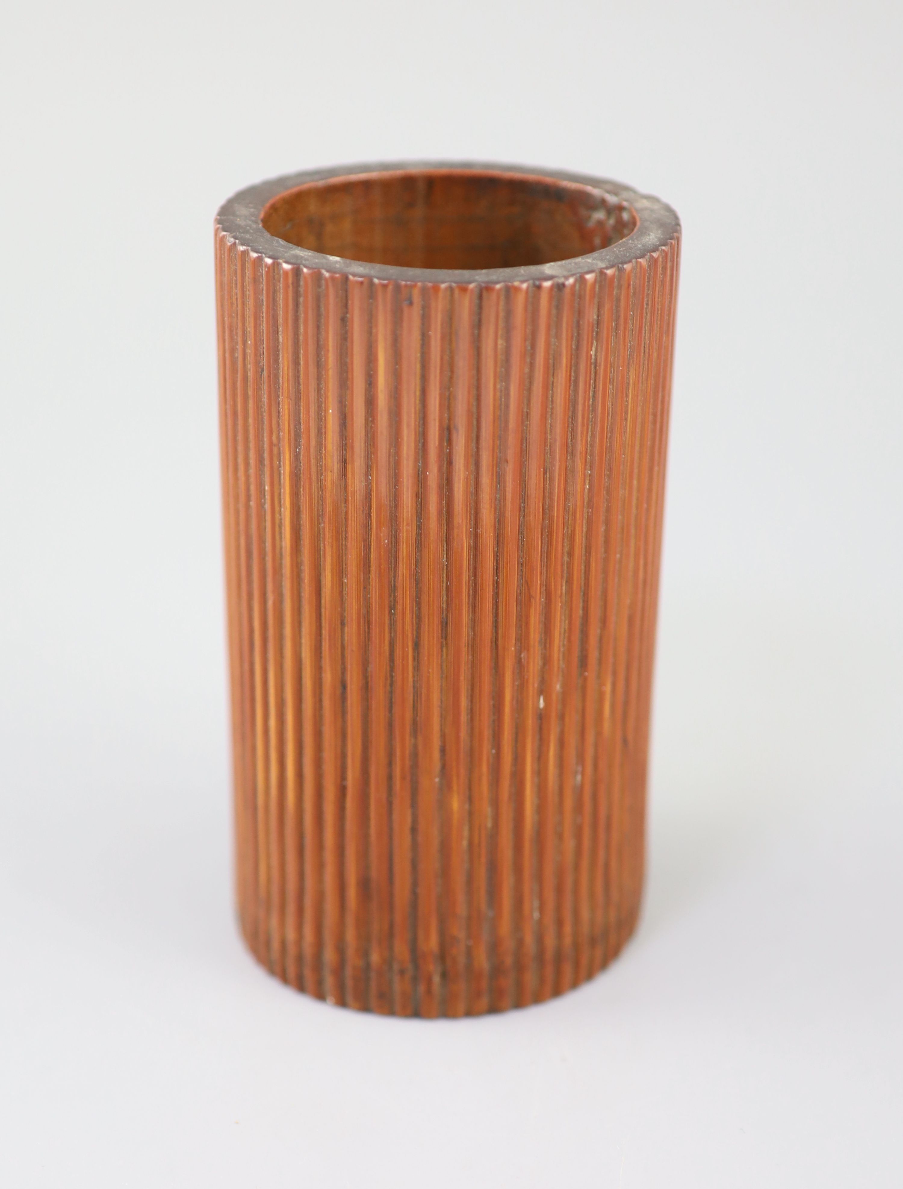 An unusual Chinese reeded bamboo brushpot, bitong, 18th/19th century,